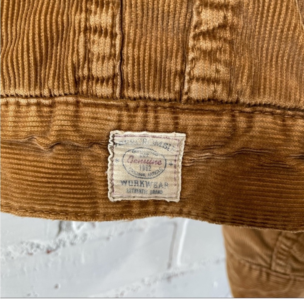 Vintage Abercrombie & Fitch Tan Brown Corduroy Trucker Jacket Sherpa Lined Coat - Picture 6 of 15